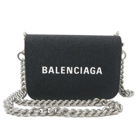 Balenciaga Women's Chain Wallet, Tri-fold Wallet 618145, Leather, Black - Picture 1 of 9